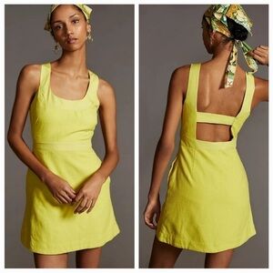 Maeve Sleeveless Yellow Scoop-Neck Mini Dress size 2